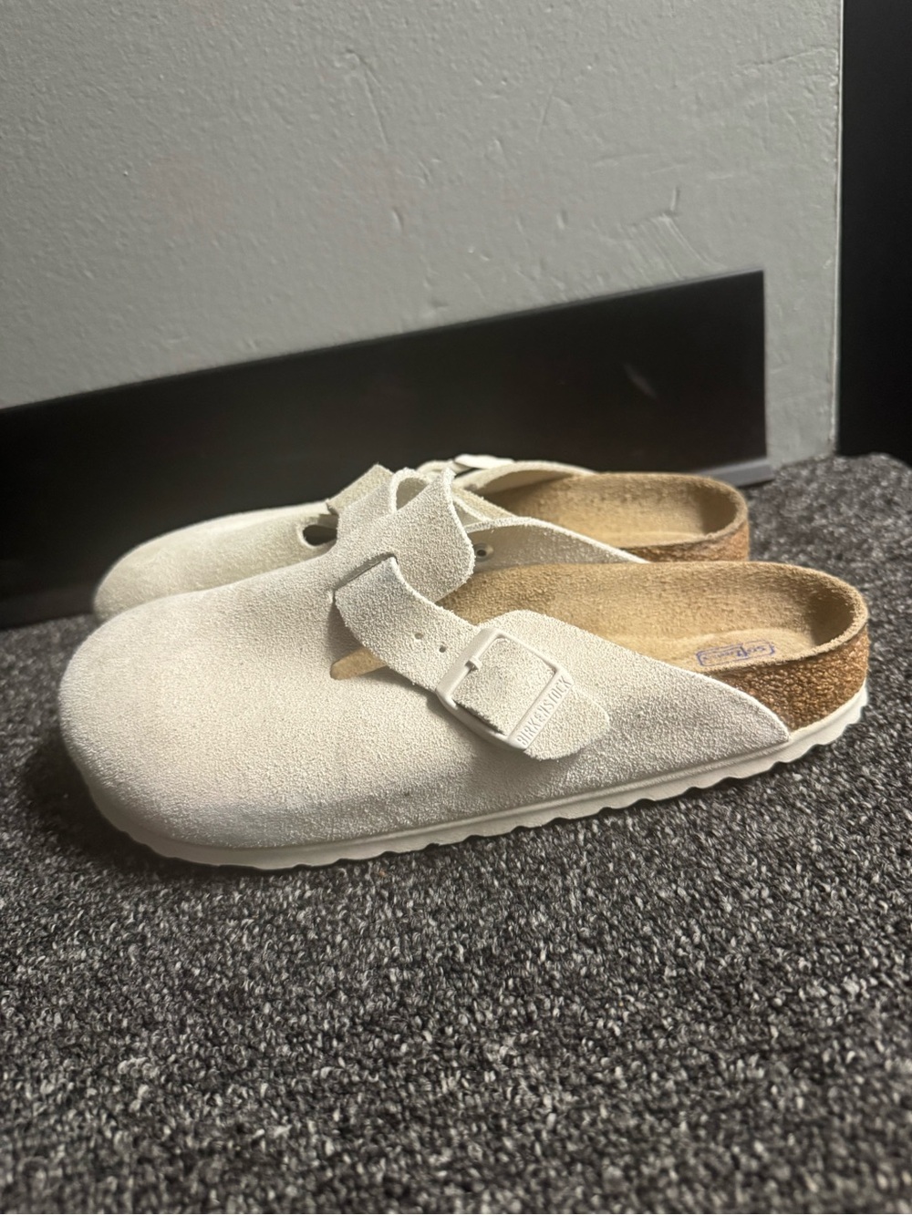 Birkenstock Cream Suede Boston Clogs - Picture 8 of 15